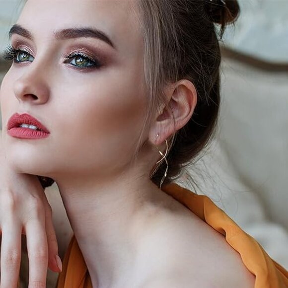 14K Gold Plated Spiral Threader Earrings - Picture 4 of 4